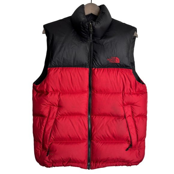 The North Face Red Black Men's 1996 Retro Nuptse 700‎ Down Filled Vest Size S